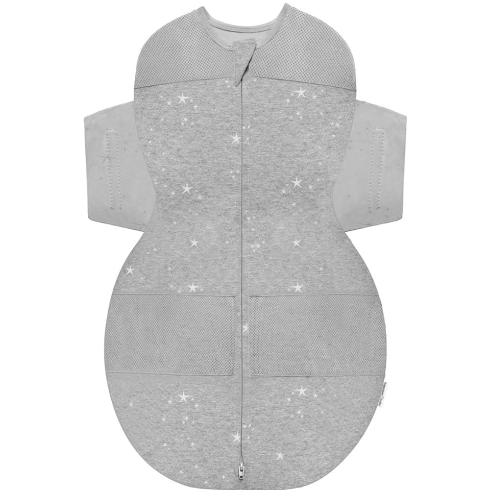 Happiest Baby SNOO Sleep Sack - 100% Organic Cotton swaddle (gray stars, Large)